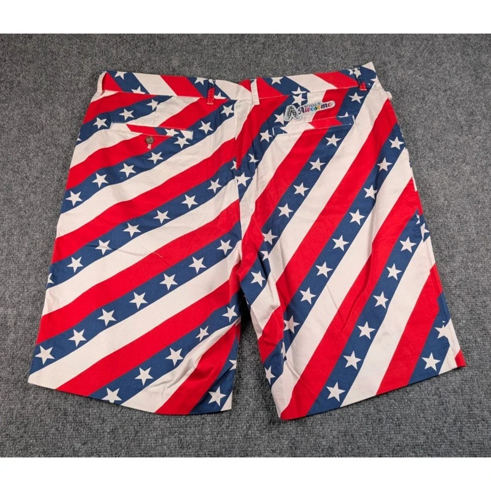 Royal & Awesome American‎ Flag Golf Shorts Mens 42 Stars and Stripes
